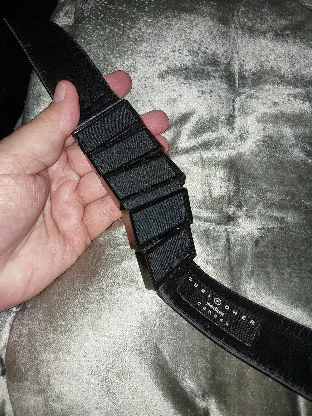 Suzi Roher Glossy Black Wide Patent Belt with Rectangular Buckle